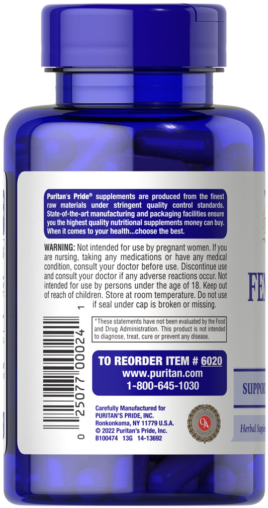 Puritan's Pride Fenugreek 610 mg / 100 Capsules / Item #006020