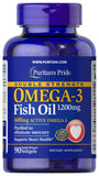 Puritan's Pride Double Strength Omega-3 Fish Oil 1200 mg/600 mg Omega-3 1200 mg / 90 Softgels / Item #017131