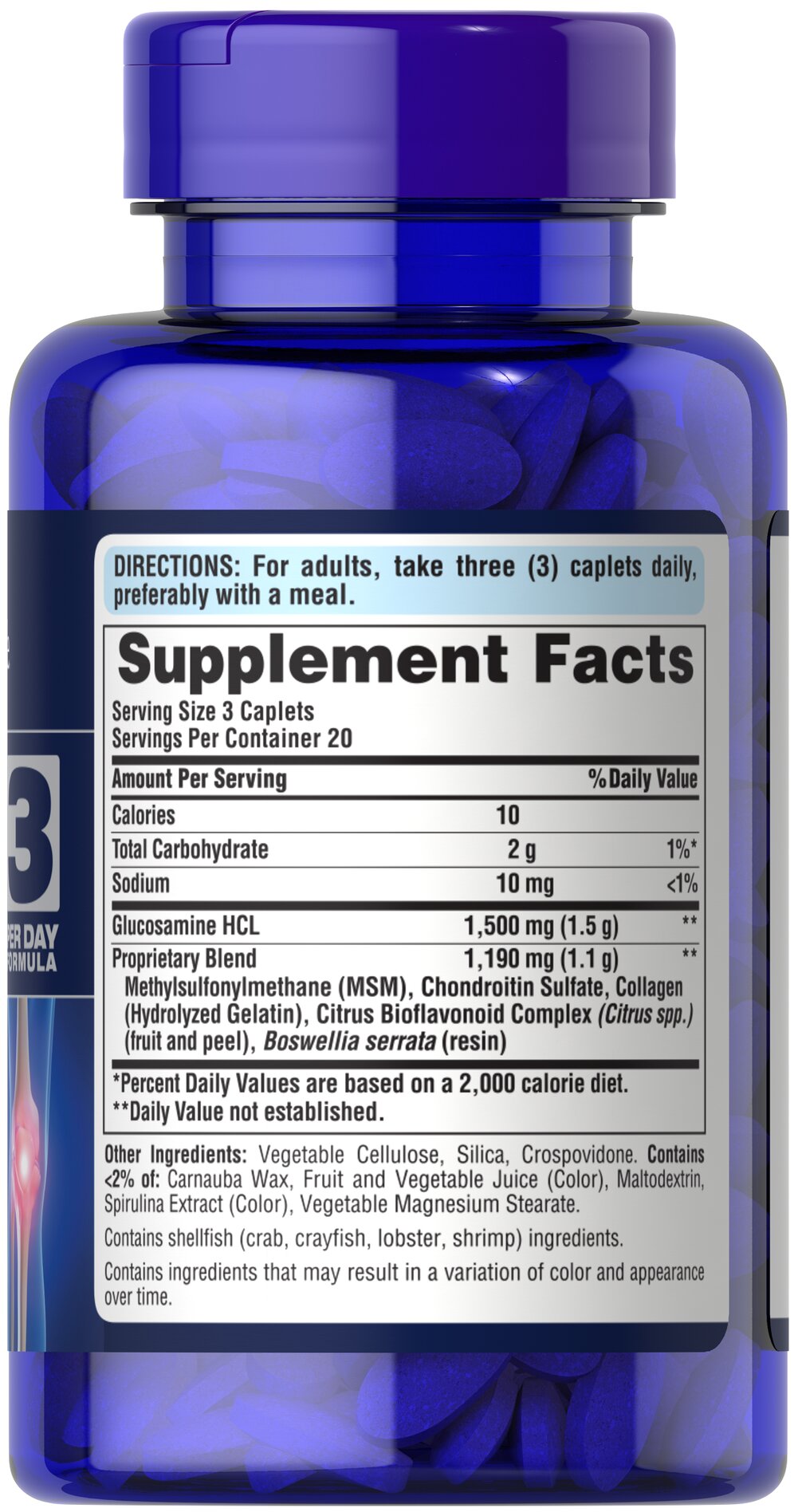 Puritan's Pride Double Strength Glucosamine, Chondroitin & MSM Joint Soother® 60 Caplets / Item #027810