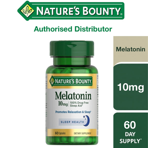 Nature's Bounty Melatonin, 100% Drug-Free Sleep Aid, 10 Mg, 60 Capsules