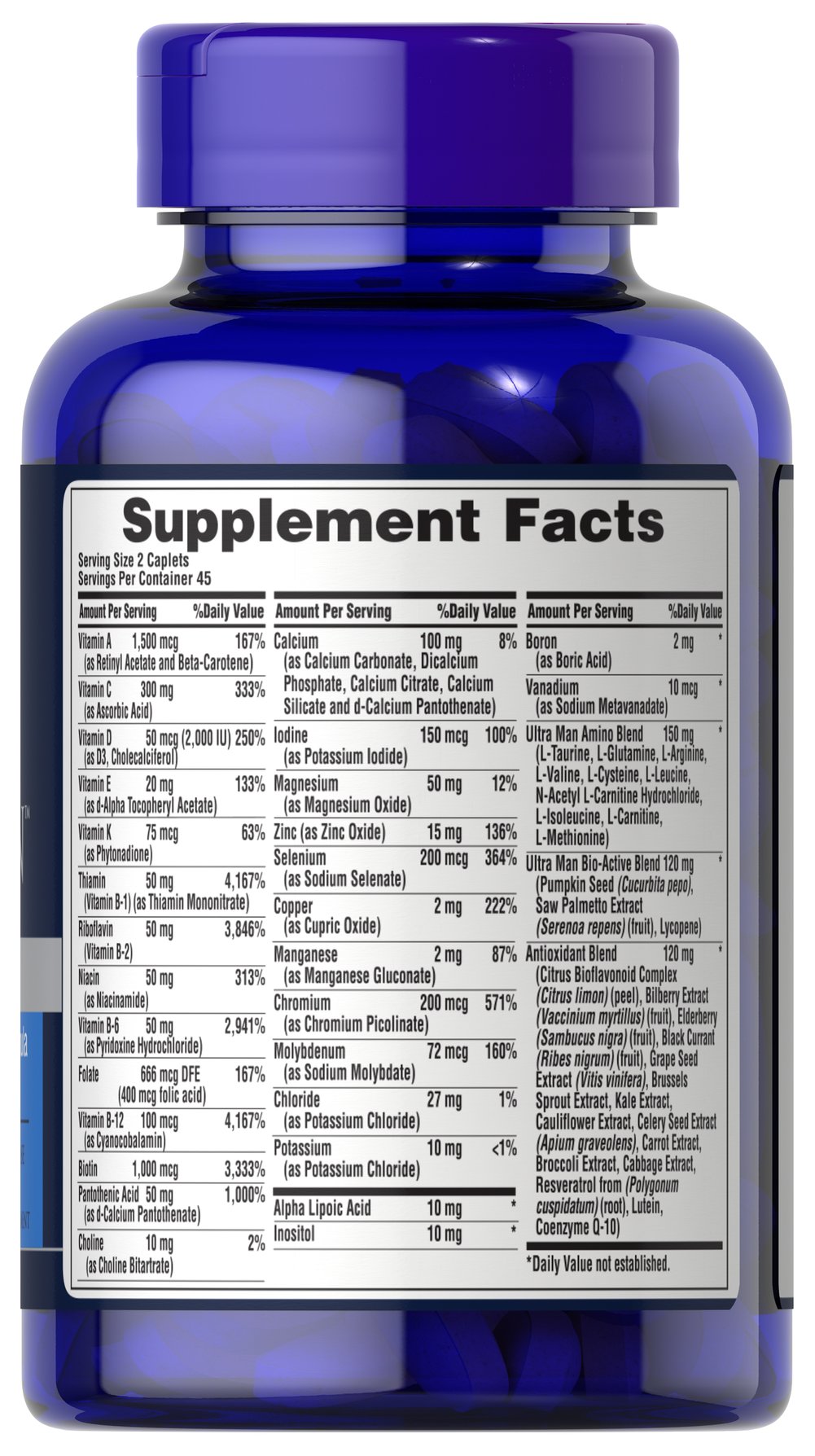 Puritan's Pride Ultra Vita Man™ Time Release 90 Caplets / Item #003894