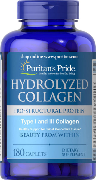 Puritan's Pride Hydrolyzed Collagen 1000 mg / 180 Caplets / Item #004596 - Puritan's Pride Singapore
