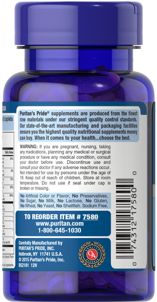 Puritan's Pride Hair, Skin & Nails Formula 60 Caplets / Item #007580