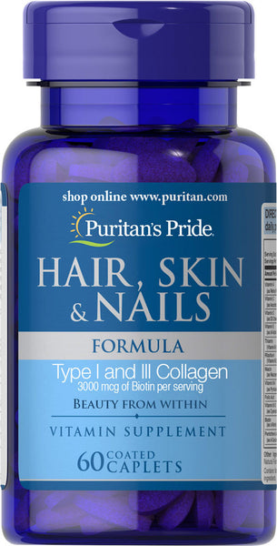 Puritan's Pride Hair, Skin & Nails Formula 60 Caplets / Item #007580 - Puritan's Pride Singapore