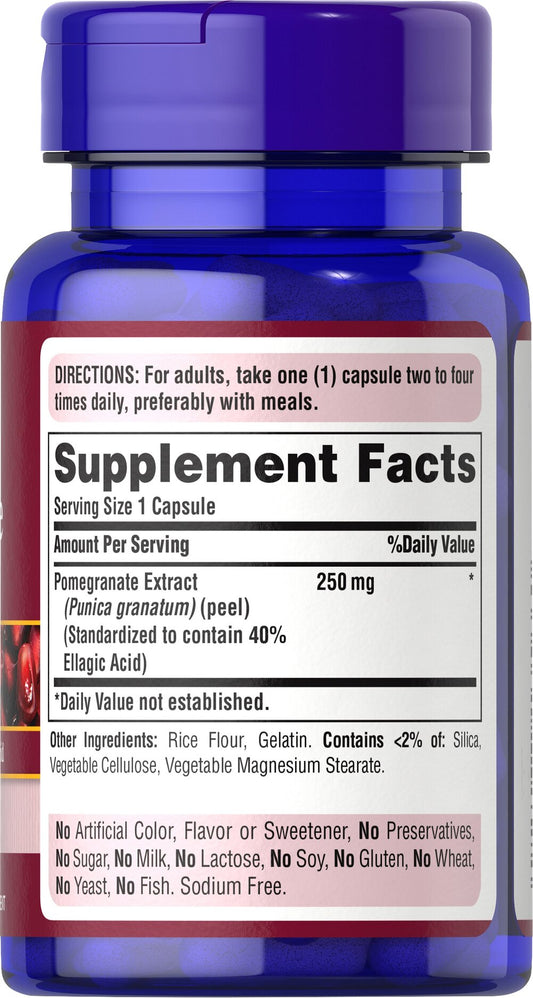 Puritan's Pride Pomegranate Extract 250 mg / 60 Rapid Release Capsules / Item #013566