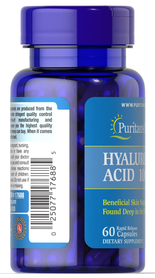 Puritan's Pride Hyaluronic Acid 100 mg / 60 Capsules / Item #017688