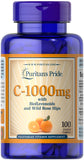 Puritan's Pride Vitamin C-1000 mg with Bioflavonoids & Rose Hips 1000 mg / 100 Caplets / Item #000690