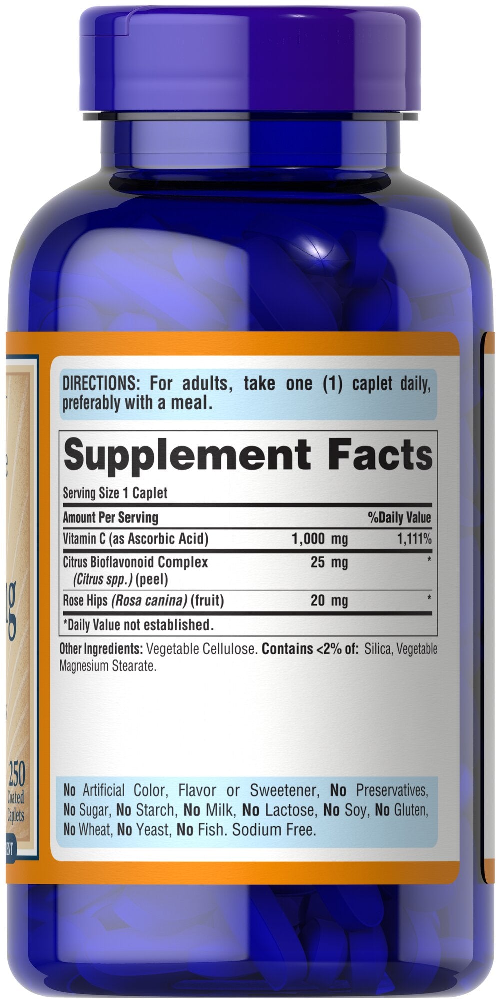 Puritan's Pride Vitamin C-1000 mg with Bioflavonoids & Rose Hips 1000 mg / 250 Caplets / Item #000693