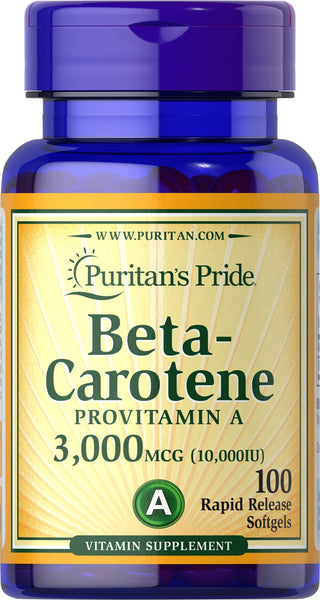 Puritan's Pride Beta-Carotene 10,000 IU / 100 Softgels / Item #001520