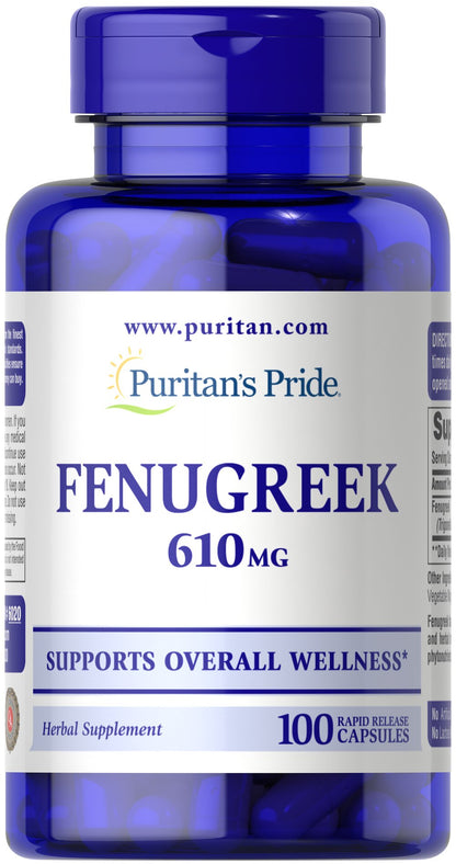 Puritan's Pride Fenugreek 610 mg / 100 Capsules / Item #006020