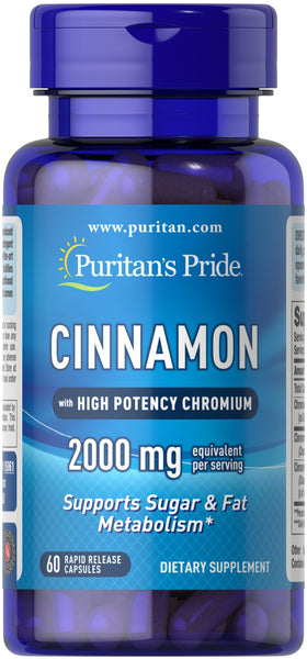 Puritan's Pride Cinnamon Complex with High Potency Chromium 2000 mg / 60 Capsules / Item #015061