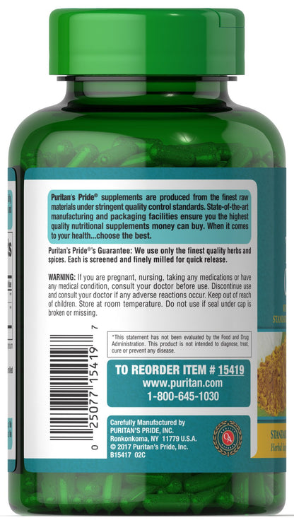 Puritan's Pride Turmeric Curcumin 500 mg / 180 Capsules / Item #015419