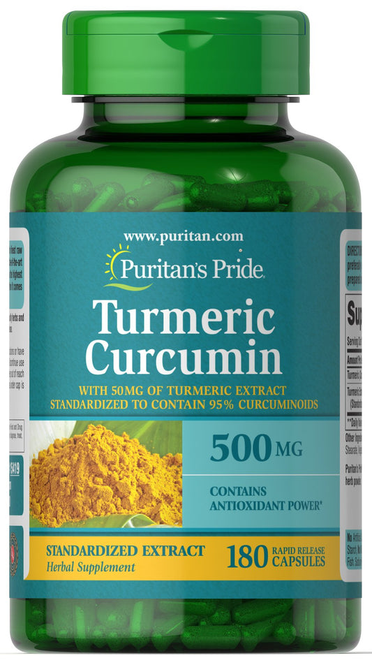 Puritan's Pride Turmeric Curcumin 500 mg / 180 Capsules / Item #015419