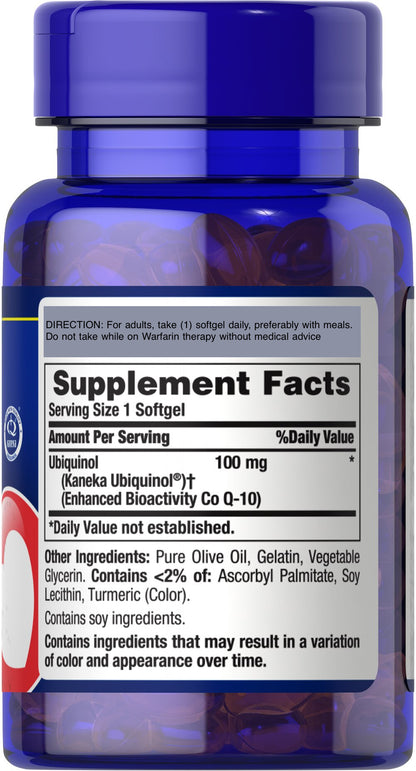 Puritan's Pride Ubiquinol 100 mg / 60 Softgels / Item #018660
