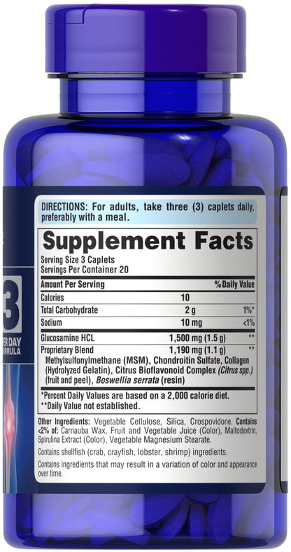 Puritan's Pride Double Strength Glucosamine, Chondroitin & MSM Joint Soother® 60 Caplets / Item #027810