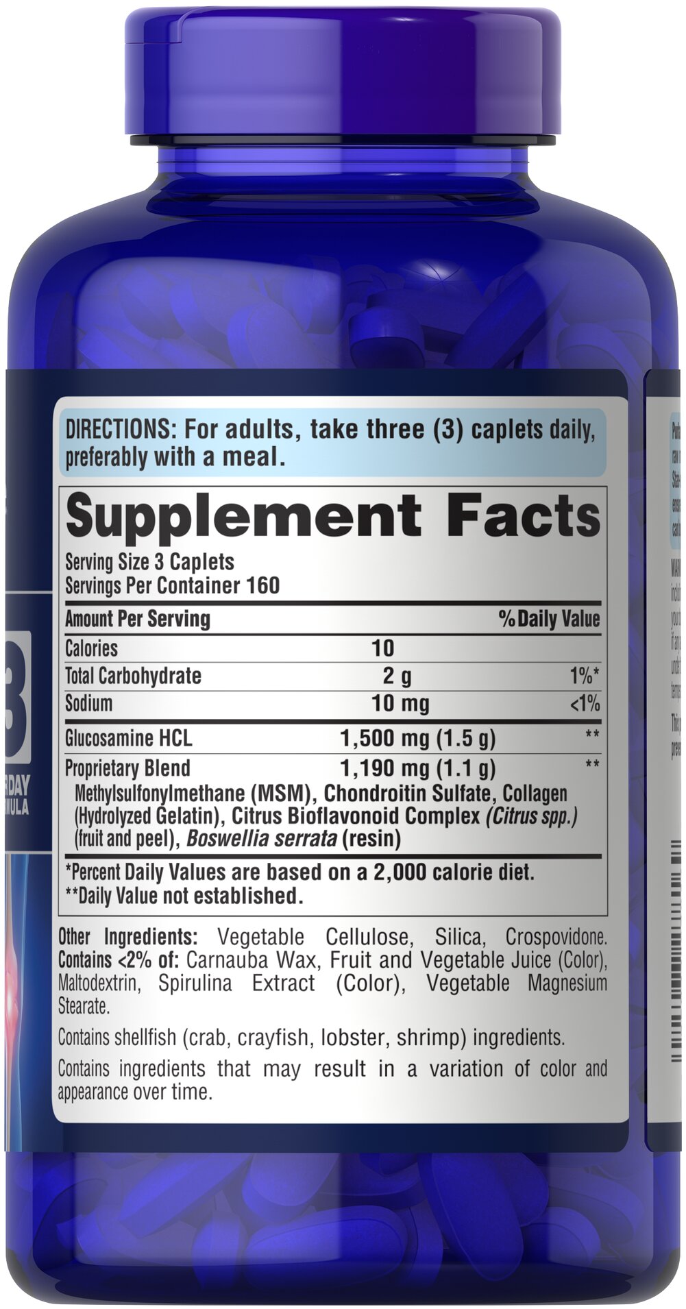 Puritan's Pride Double Strength Glucosamine, Chondroitin & MSM Joint Soother® 480 Caplets / Item #027816
