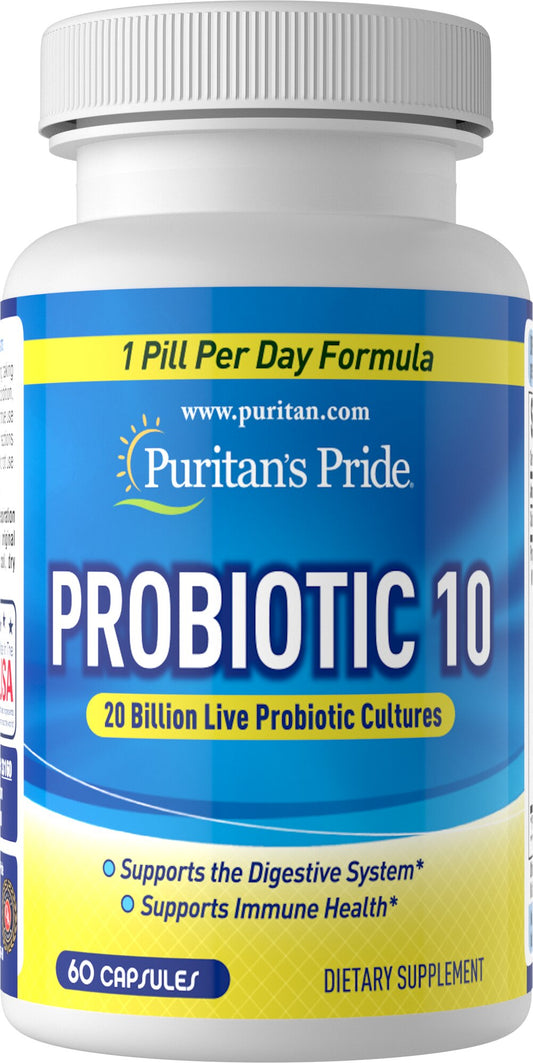 Puritan's Pride Probiotic 10   / 60 Capsules / Item #031643