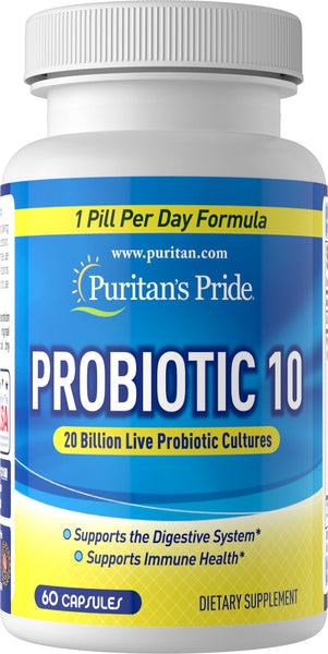 Puritan's Pride Probiotic 10   / 60 Capsules / Item #031643