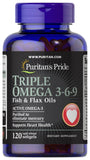 Puritan's Pride Triple Omega 3-6-9 Fish & Flax Oils 120 Softgels / Item #051254