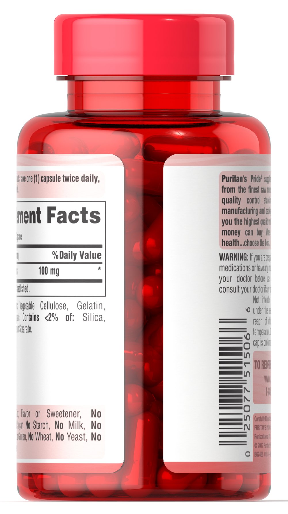 Puritan's Pride Raspberry Ketones 100 mg / 120 Rapid Release Capsules / Item #051506