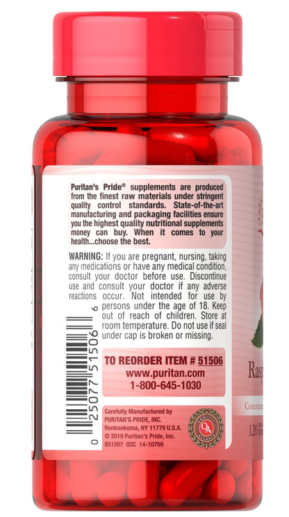 Puritan's Pride Raspberry Ketones 100 mg / 120 Rapid Release Capsules / Item #051506