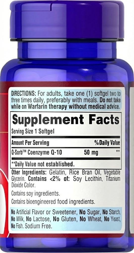 Puritan's Pride Q-SORB™ Co Q-10 50 mg / 100 Softgels / Item #002386