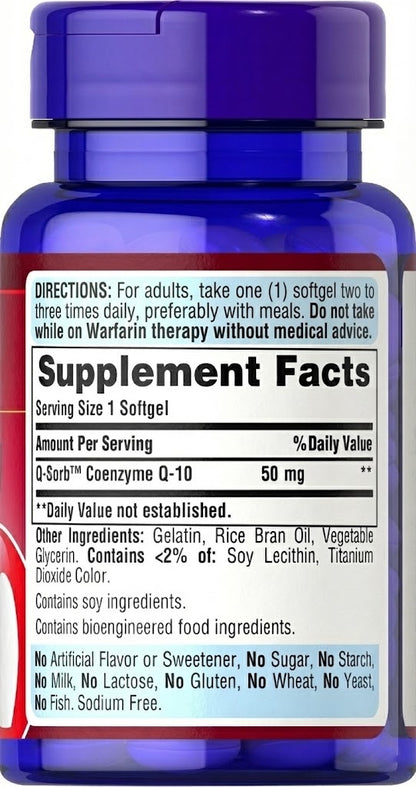 Puritan's Pride Q-SORB™ Co Q-10 50 mg / 100 Softgels / Item #002386