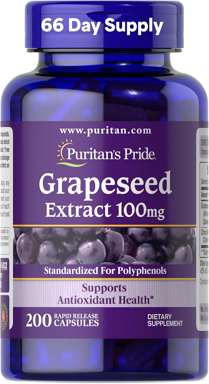 Puritan's Pride Grapeseed Extract 100 mg / 200 Capsules / Item #005432