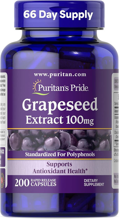 Puritan's Pride Grapeseed Extract 100 mg / 200 Capsules / Item #005432
