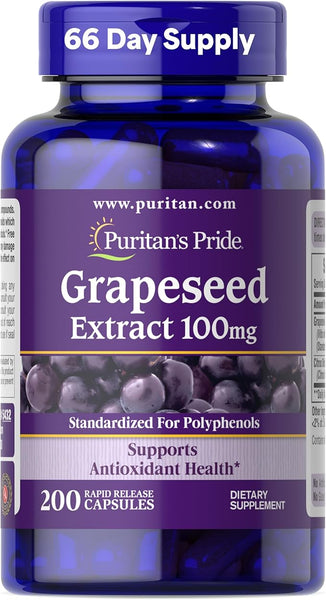 Puritan's Pride Grapeseed Extract 100 mg / 200 Capsules / Item #005432