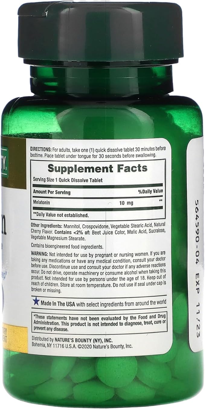 Puritan's Pride Melatonin 10 mg / 60 Capsules / Item #019491