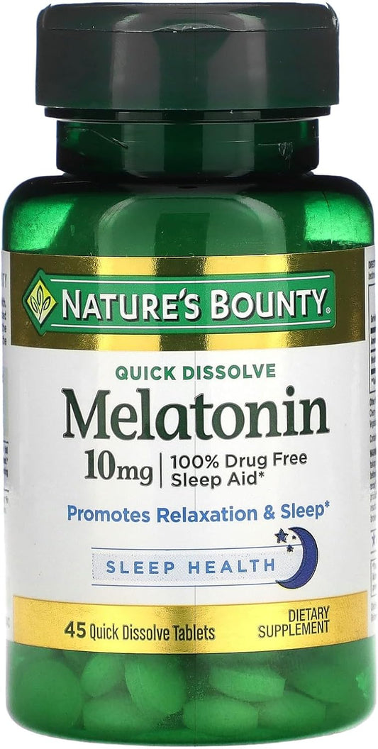 Nature's Bounty Melatonin 10 mg Quick Dissolve, 45 tablets, Drug-Free Sleep Aid