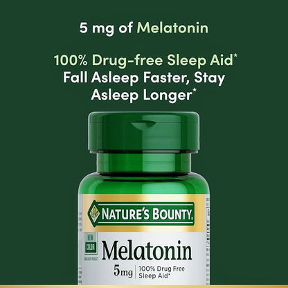 Nature's Bounty Melatonin 5mg 90softgel, 100% Drug Free Sleep Aid, Promotes Relaxation, Sleep Health