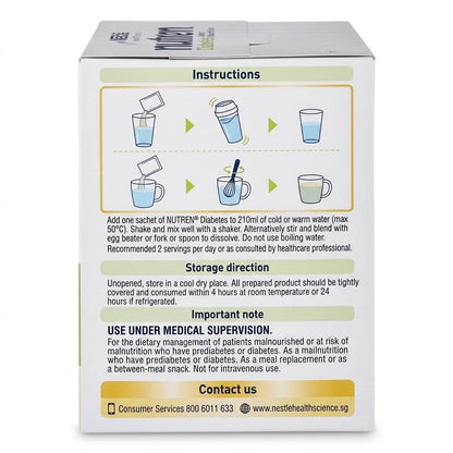 Nestle Nutren Diabetes Coffee Powder 550g 10x55g Sachets Low GI Meal Replacement Blood Sugar