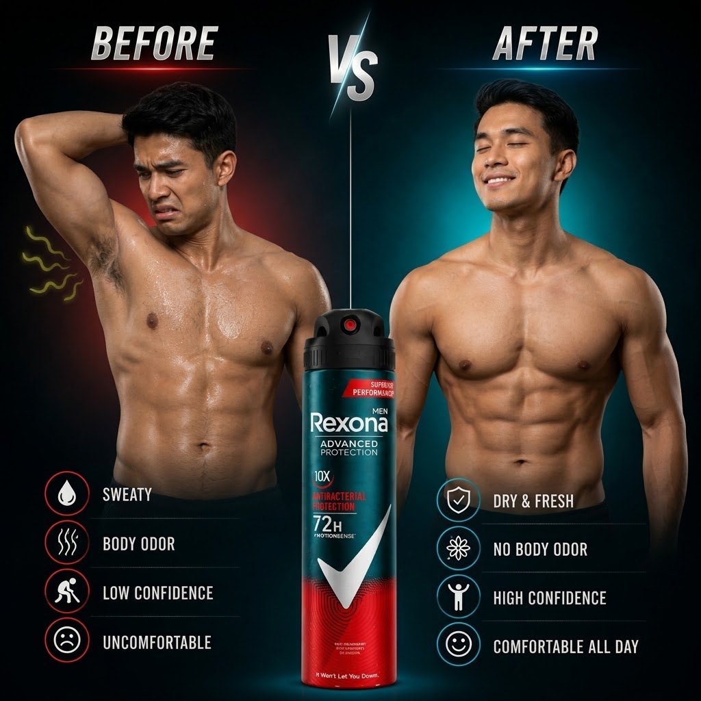 Rexona Men Advanced Protection 10X Antibacterial 72H Deodorant Spray 200ml MotionSense 0 Alcohol