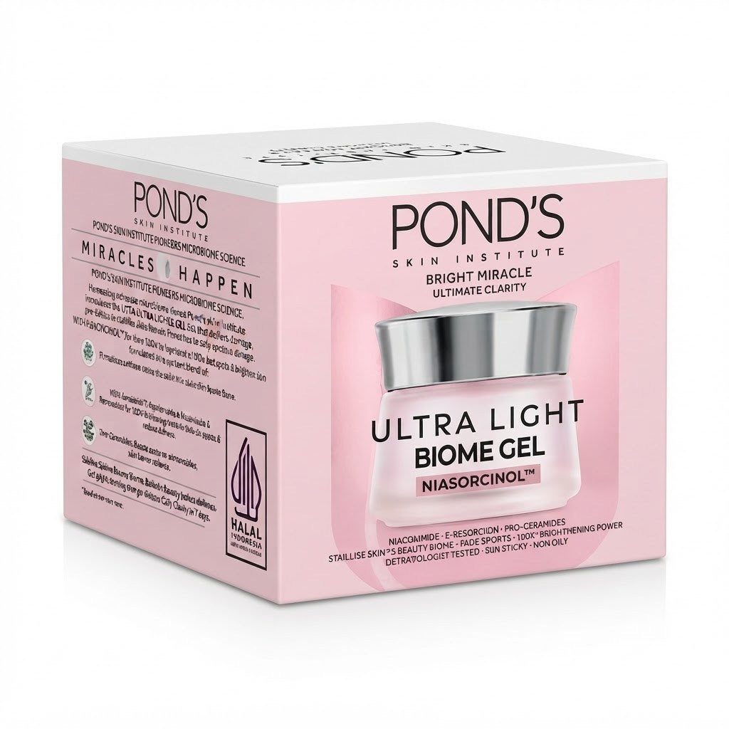 PONDS Bright Miracle Ultra Light Biome Gel 50g Niasorcinol Brightening Moisturizer Prebiotics