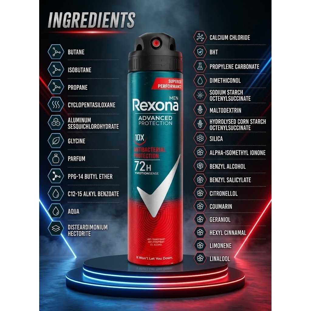 Rexona Men Advanced Protection 10X Antibacterial 72H Deodorant Spray 200ml MotionSense 0 Alcohol