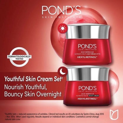 PONDS Age Miracle Ultimate Youth Day Cream SPF18 / Night Cream 45g Hexyl Retinol Anti Aging