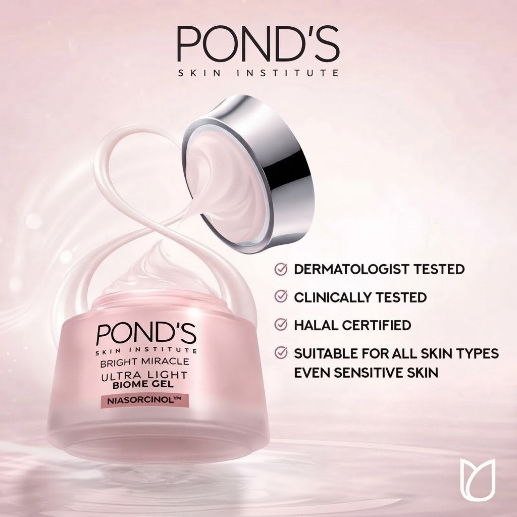 PONDS Bright Miracle Ultra Light Biome Gel 50g Niasorcinol Brightening Moisturizer Prebiotics