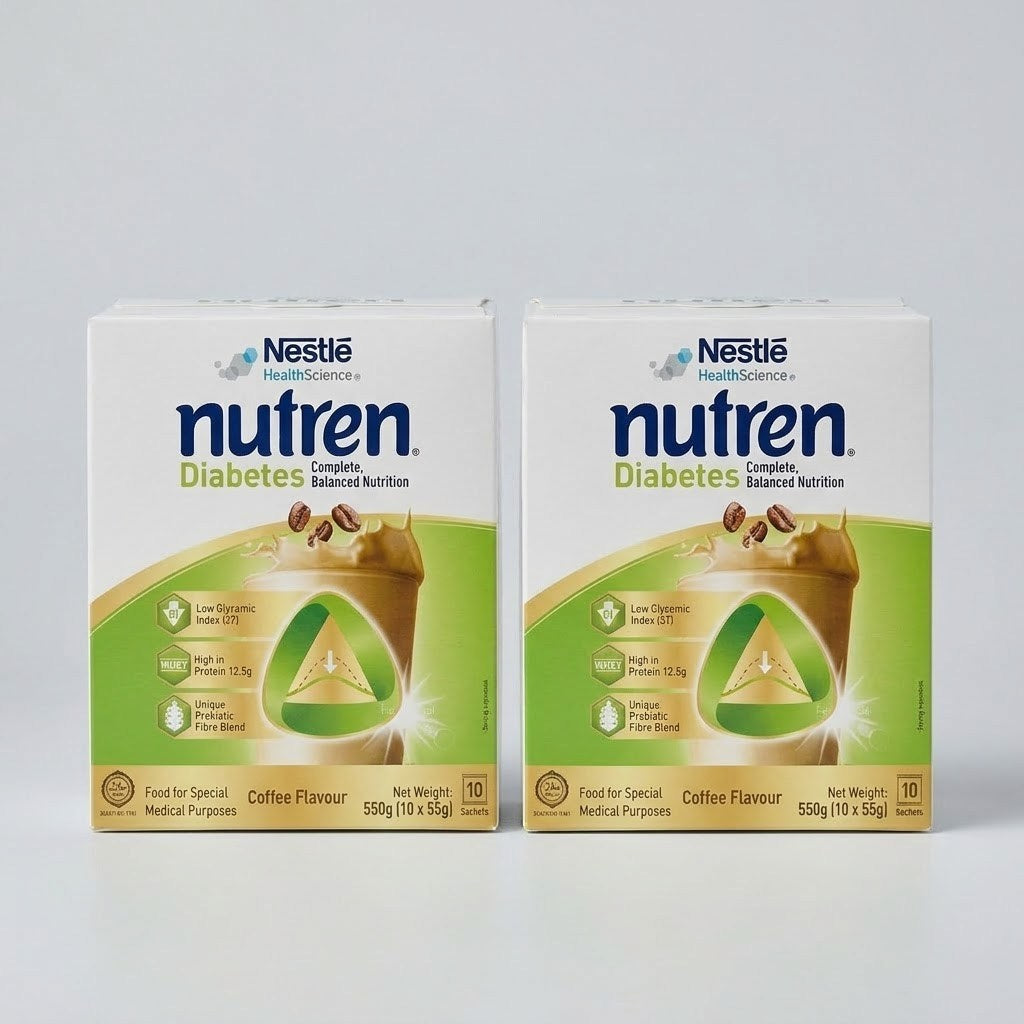 Nestle Nutren Diabetes Coffee Powder 550g 10x55g Sachets Low GI Meal Replacement Blood Sugar