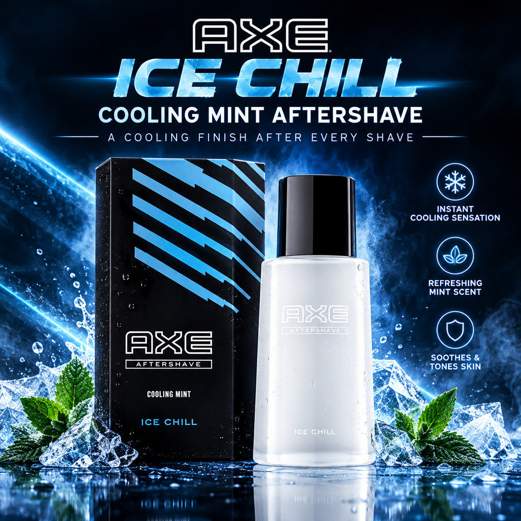 AXE Ice Chill Cooling Mint Aftershave 100ml Men Post Shave Soothing Lotion Razor Burn Relief