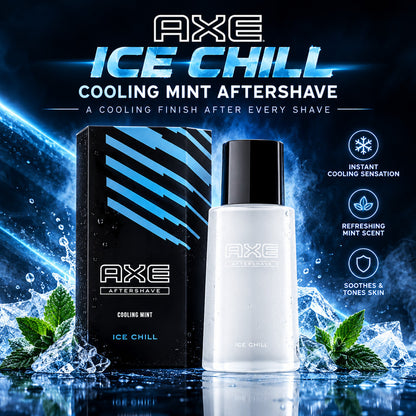 AXE Ice Chill Cooling Mint Aftershave 100ml Men Post Shave Soothing Lotion Razor Burn Relief