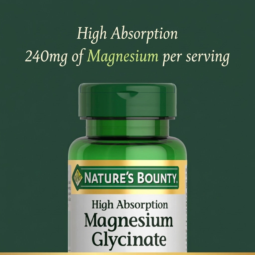 Nature's Bounty Magnesium Glycinate 120 Capsules High Absorption Muscle Recovery Deep Sleep Stress Relief Supplement