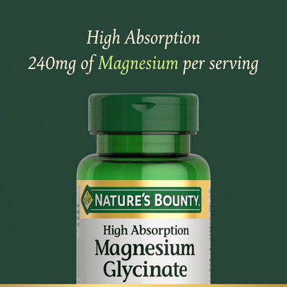 Nature's Bounty Magnesium Glycinate 120 Capsules High Absorption Muscle Recovery Deep Sleep Stress Relief Supplement