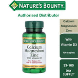 Nature’s Bounty Calcium Magnesium Zinc with Vitamin D3 – 100 Coated Caplets 💊