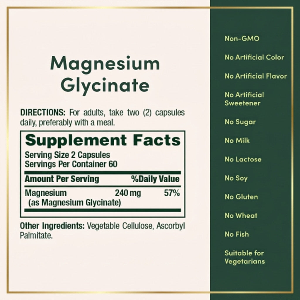 Nature's Bounty Magnesium Glycinate 120 Capsules High Absorption Muscle Recovery Deep Sleep Stress Relief Supplement
