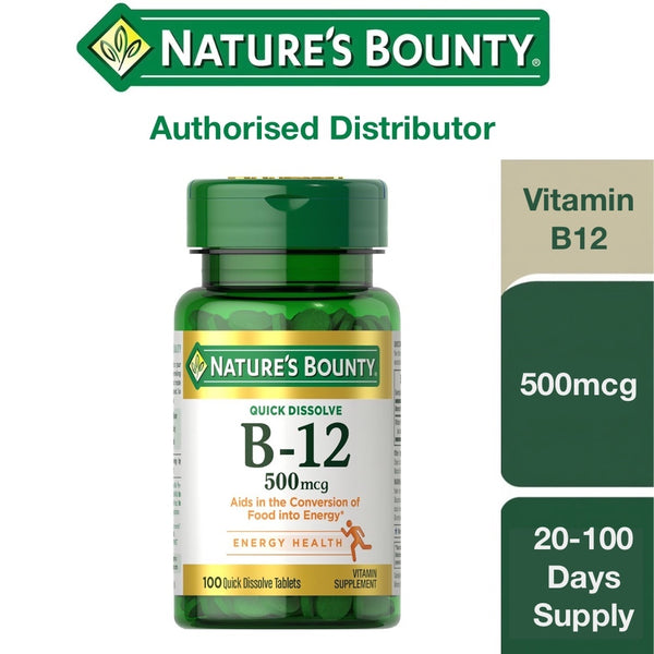 Nature’s Bounty Vitamin B-12 500mcg Natural Cherry 100 Quick Dissolve Tablets