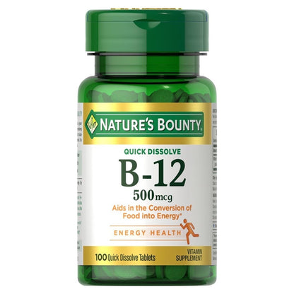 Nature’s Bounty Vitamin B 12 500mcg Natural Cherry 100 Quick Dissolve Tablets