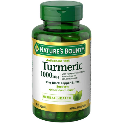 Nature's Bounty Turmeric with Black Pepper Extract, Supports Antioxidant Health, 1000mg, 60 Capsules