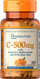 Puritan's Pride Vitamin C-500 mg with Bioflavonoids & Rose Hips 500 mg / 100 Caplets / Item #000430